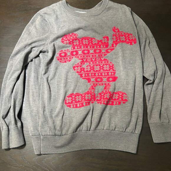 ZDisney Store Mickey Mouse Holiday Sweater Unisex Gray Christmas Size S - Picture 1 of 1